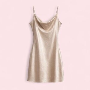 Babaton Champagne Satin Mini Dress